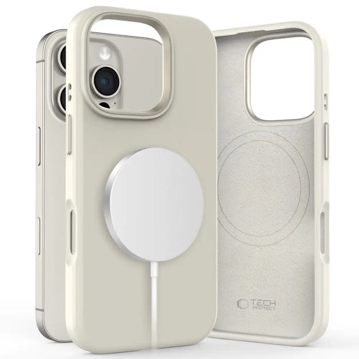 Tech-Protect Silicone PU MagSafe iPhone 16 Pro Case - Beige - Cell phone cases and covers<<<HurtelXML