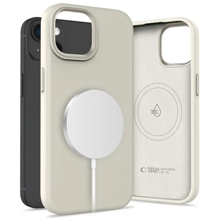 Tech-Protect Silicone PUZ MagSafe iPhone 15 Case - Beige - Cell phone cases and covers<<<HurtelXML
