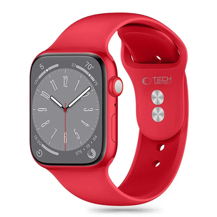 Tech-Protect Silicone Strap for Apple Watch 6 / 7 / 8 / 9 / 10 / SE / Ultra 1 / 2 (44/45/46/49 mm) - Red - Smartwatch