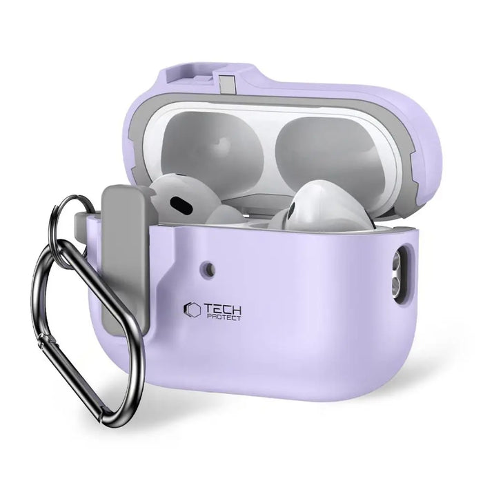 Tech-Protect Slim Hook Case with Carabiner for Apple AirPods Pro 1 / 2 - Purple - Cell phone cases