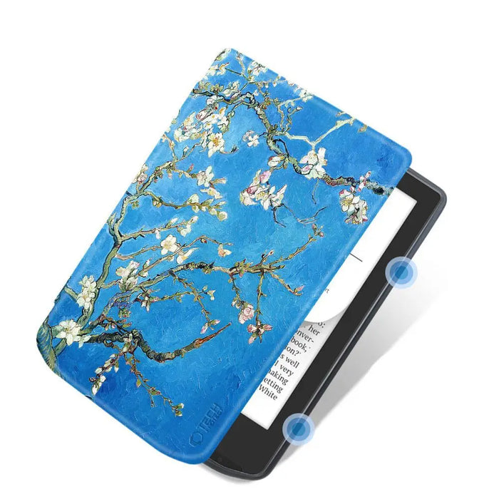 Tech-Protect SmartCase for PocketBook Verse / Verse Pro - Blue with Sakura Flowers - Cell phone cases