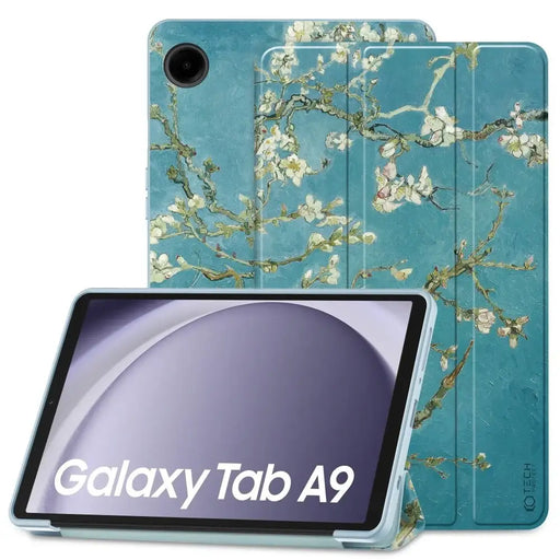 Tech-Protect SmartCase for Samsung Galaxy Tab A9 8.7’’ X110 / X115 - blue with sakura flowers - Cell phone cases