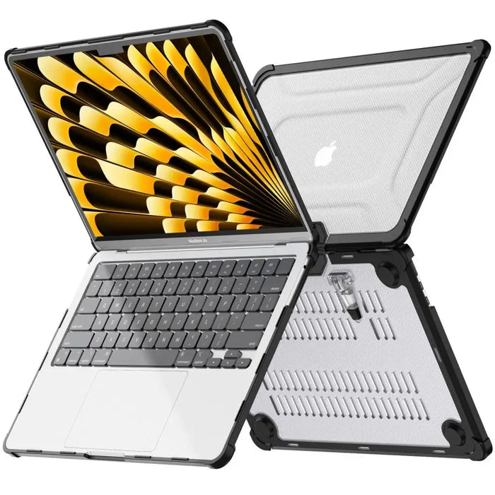 Tech-Protect SmartShell Pro case for MacBook Air 13’’ 2023-2025 M2 / M3 / M4 - transparent and black - Cell phone cases