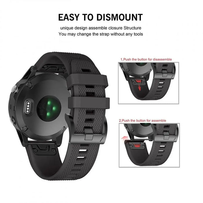 Tech-Protect Smooth Strap for Garmin Fenix 3 / 5X / 3HR / 5X Plus / 6X / 6X Pro / 7X - Black - Other cell phone