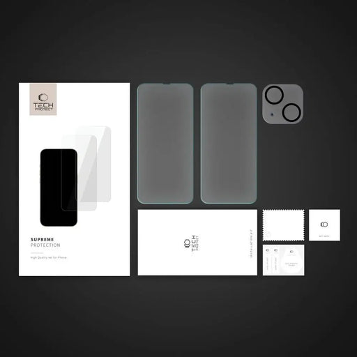 Tech-Protect Supreme Set for iPhone 14 2x tempered glass for display / tempered glass for camera - Cell phone tempered