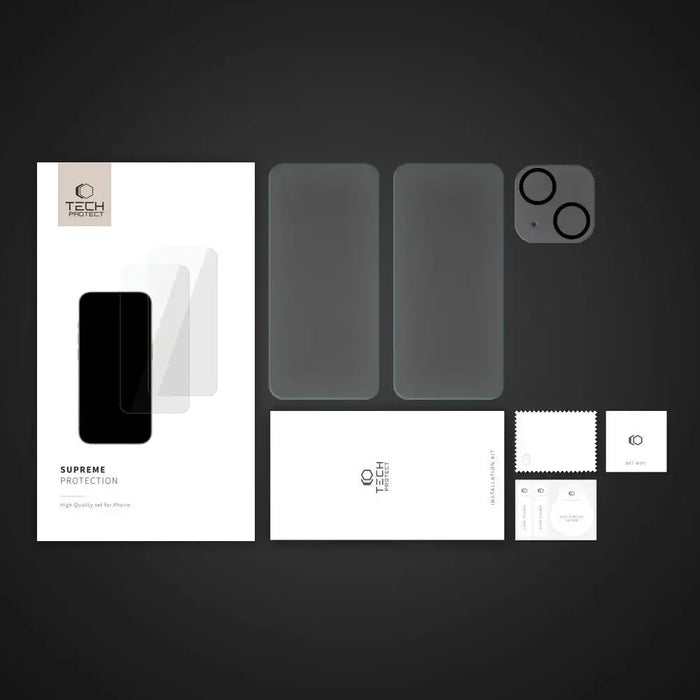 Tech-Protect Supreme Set for iPhone 15 2x tempered glass for display / tempered glass for camera - Cell phone tempered