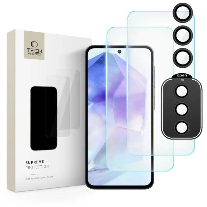 Tech-Protect Supreme Set for Samsung Galaxy A55 5G 2x tempered glass for display / tempered glass for camera - Cell