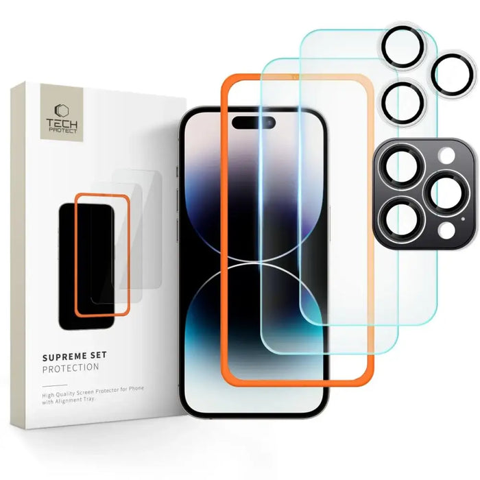 Tech-Protect Supreme Set tempered glass for iPhone 16 Pro - transparent (3 pcs.) - Cell phone tempered glass<<<HurtelXML