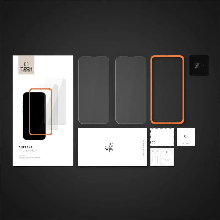 Tech-Protect Supreme Tempered Glass Set 3-Pack for iPhone 16e - Clear - Cell phone tempered glass<<<HurtelXML
