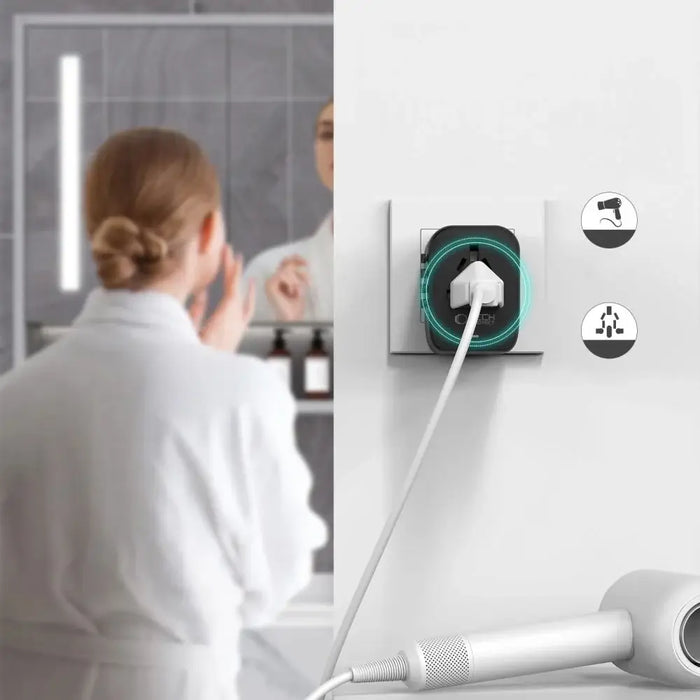 Tech-Protect TA200 EU / UK / US / AU adapter - black - USB adapters<<<HurtelXML