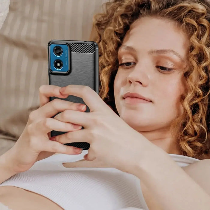 Tech-Protect TPUCarbon Case for Motorola Moto G24 / G24 Power / G04 - Black - Cell phone cases and covers<<<HurtelXML