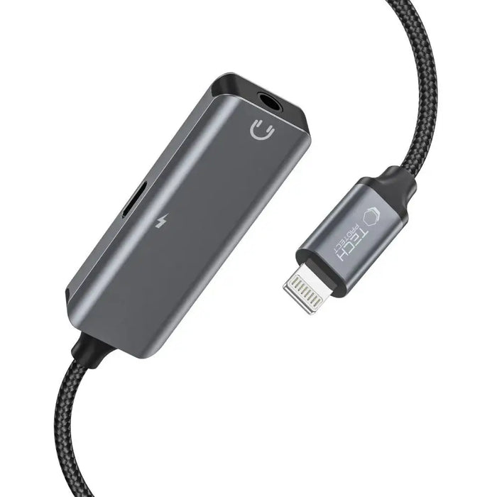 Tech-Protect UltraBoost audio adapter Lightning (male) / mini jack 3.5mm (female) - Lightning (female) - black - USB