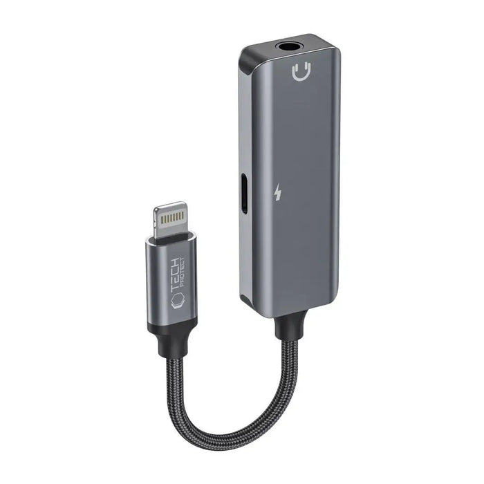 Tech-Protect UltraBoost audio adapter Lightning (male) / mini jack 3.5mm (female) - Lightning (female) - black - USB