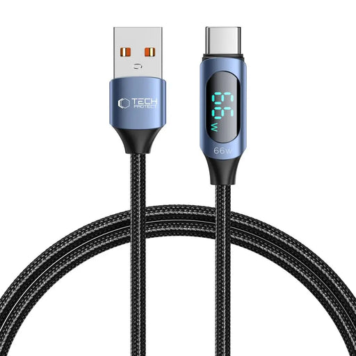 Tech-Protect UltraBoost Cable with LED Display USB-C / USB-A 66W 6A 1m - Blue - Cell phone cables<<<HurtelXML