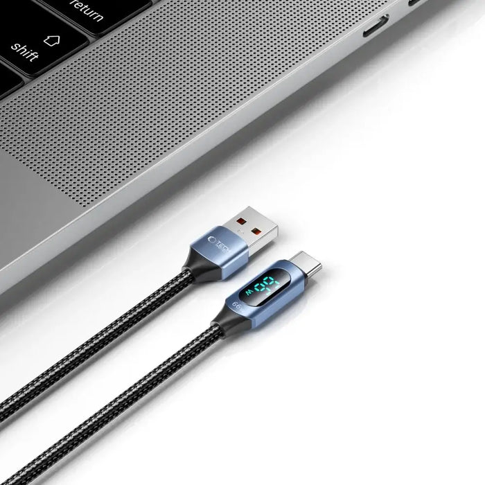 Tech-Protect UltraBoost Cable with LED Display USB-C / USB-A 66W 6A 2m - Blue - Cell phone cables<<<HurtelXML