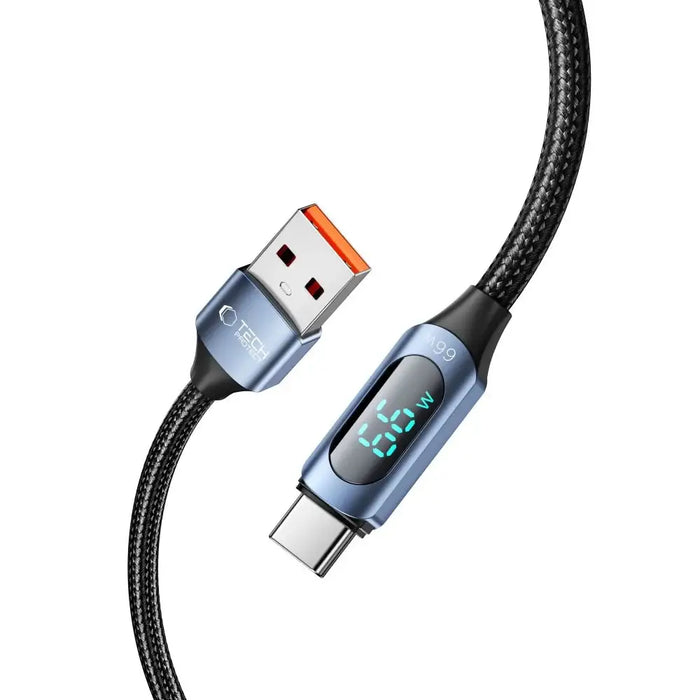 Tech-Protect UltraBoost Cable with LED Display USB-C / USB-A 66W 6A 2m - Blue - Cell phone cables<<<HurtelXML