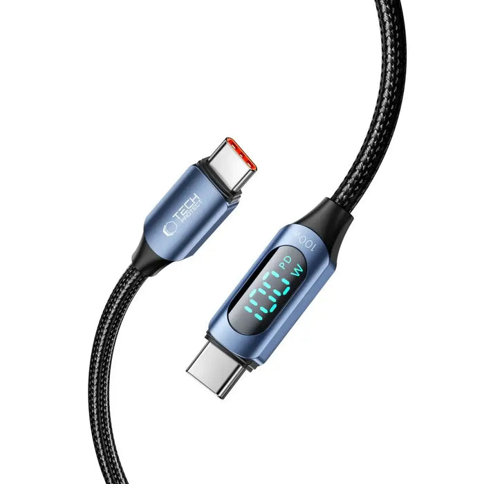 Tech-Protect UltraBoost Cable with LED Display USB-C / USB-C PD 100W 5A 2m - Blue - Cell phone cables<<<HurtelXML