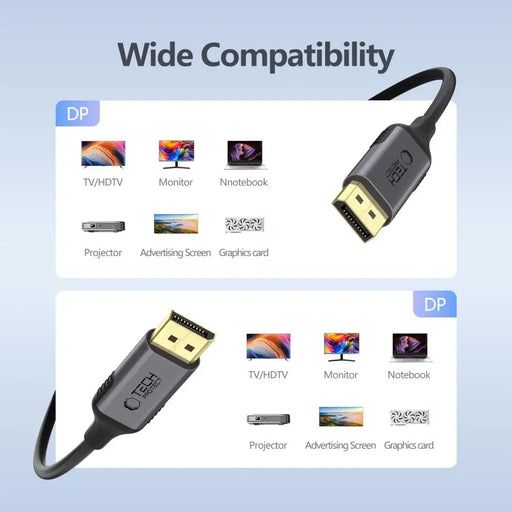 Tech-Protect UltraBoost DisplayPort to DisplayPort 1.4 4K 60Hz Cable 2m - Black - Cables and tapes<<<HurtelXML