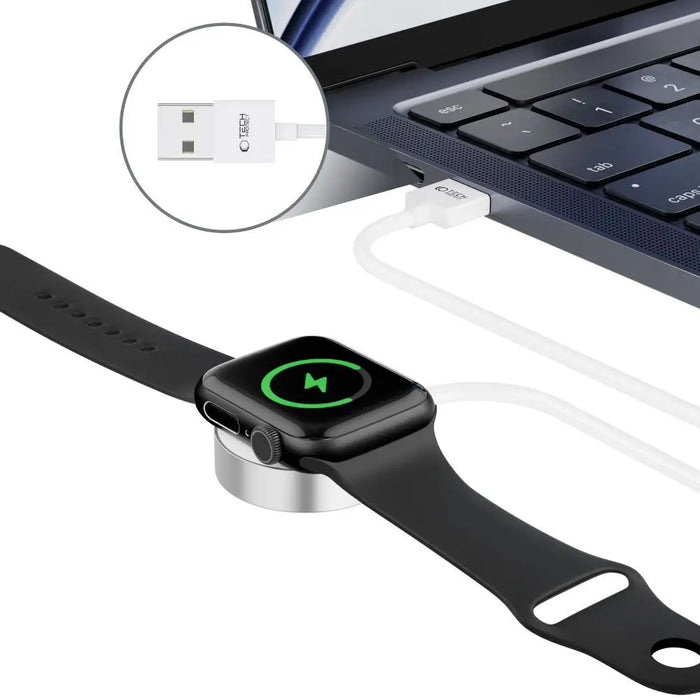 Tech-Protect UltraBoost Magnetic Inductive Charger with USB-A Connector for Apple Watch 1.2m - White - Cell phone USB