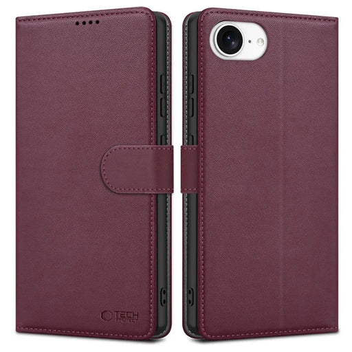 Tech-Protect Wallet Case for iPhone 16e - Burgundy - Cell phone cases and covers<<<HurtelXML