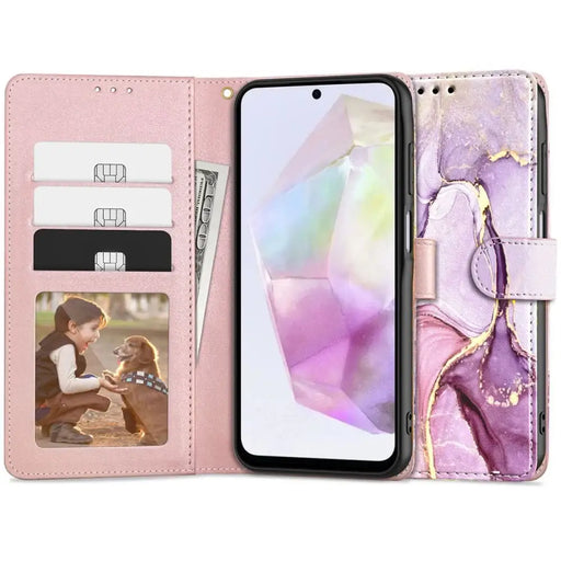 Tech-Protect Wallet Case for Samsung Galaxy A35 5G - Pink Marble - Cell phone cases and covers<<<HurtelXML