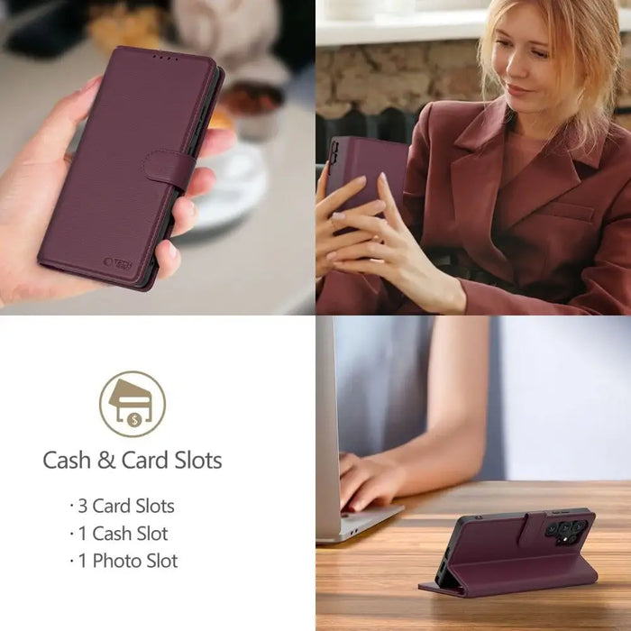 Tech-Protect Wallet Case for Samsung Galaxy A36 5G - Burgundy - Cell phone cases and covers<<<HurtelXML