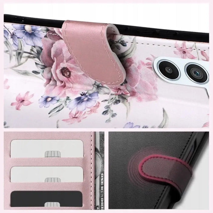 Tech-Protect Wallet Case for Samsung Galaxy A55 5G - Pink Flowers - Cell phone cases and covers<<<HurtelXML
