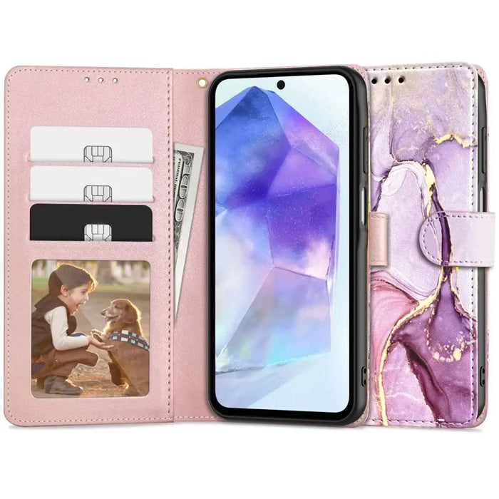 Tech-Protect Wallet Case for Samsung Galaxy A55 5G - Pink Marble - Cell phone cases and covers<<<HurtelXML