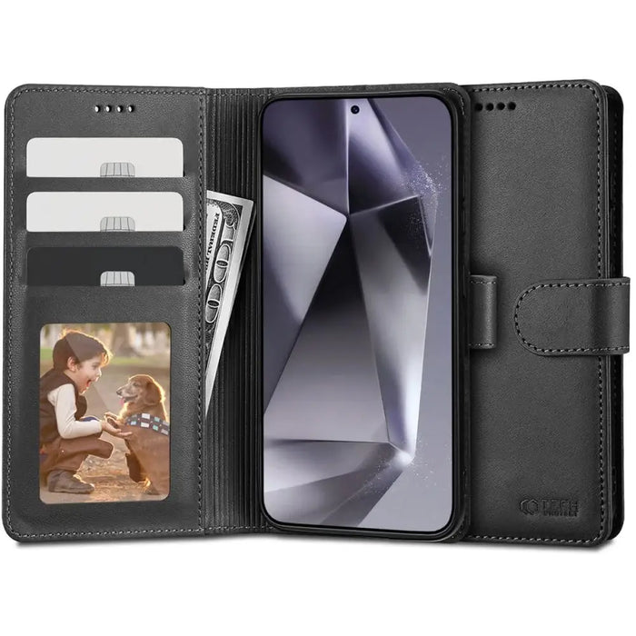 Tech-Protect Wallet Case for Samsung Galaxy S24 - Black - Cell phone cases and covers<<<HurtelXML