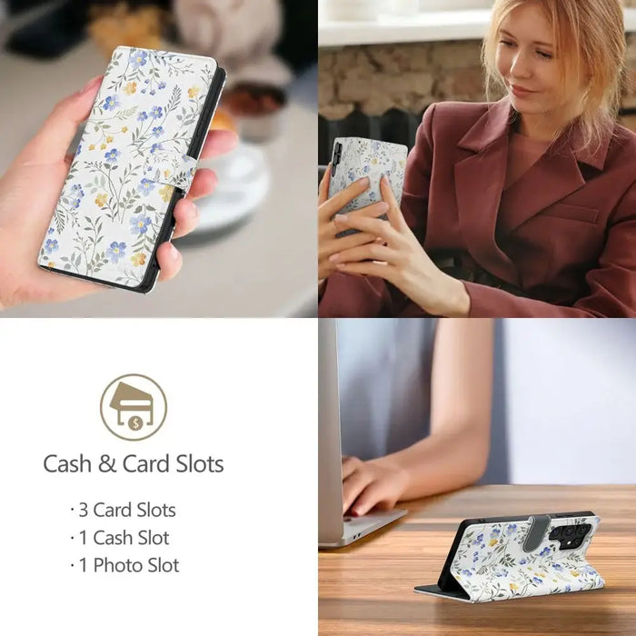 Tech-Protect Wallet Case for Samsung Galaxy S25 Ultra - Daisies with Leaves - Cell phone cases and covers<<<HurtelXML