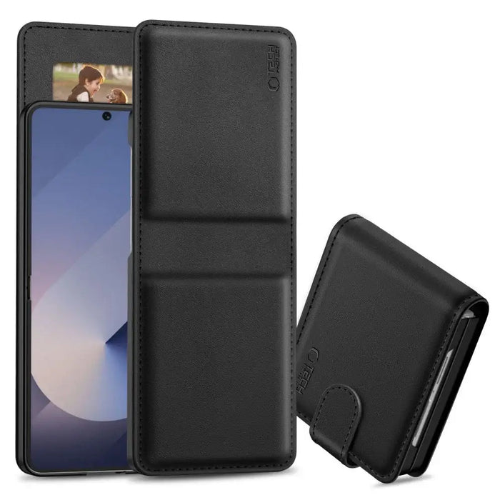Tech-Protect Wallet Case for Samsung Galaxy Z Flip 6 / 7 Fe - Black - Cell phone cases and covers<<<HurtelXML