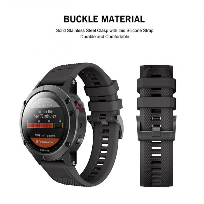 Tech-Protect Smooth Strap for Garmin Fenix 3 / 5X / 3HR / 5X Plus / 6X / 6X Pro / 7X - Black