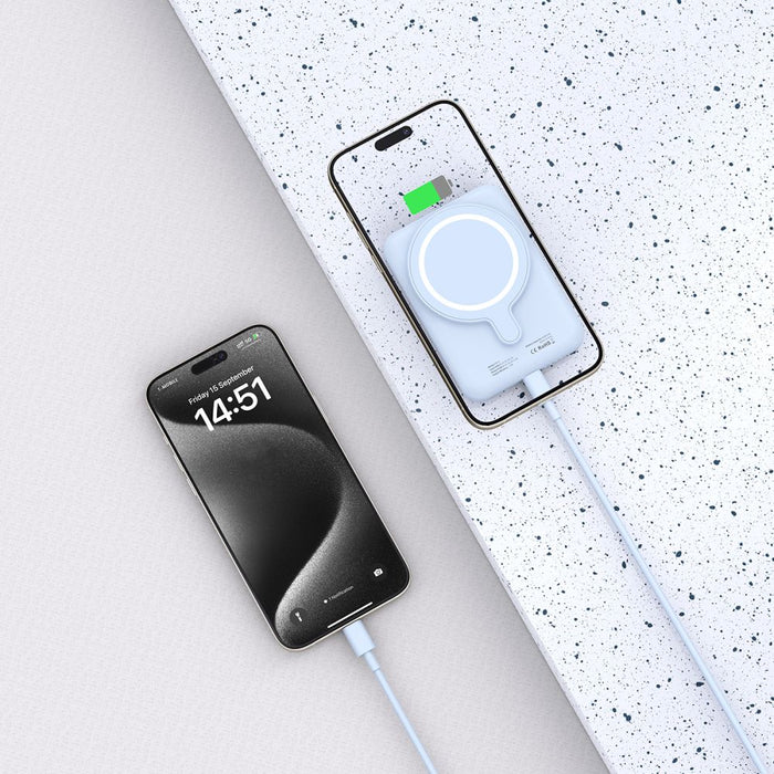 Tech-Protect LifeMag PB10 Powerbank with MagSafe 5000mAh 15W USB-C port - blue + USB-C cable
