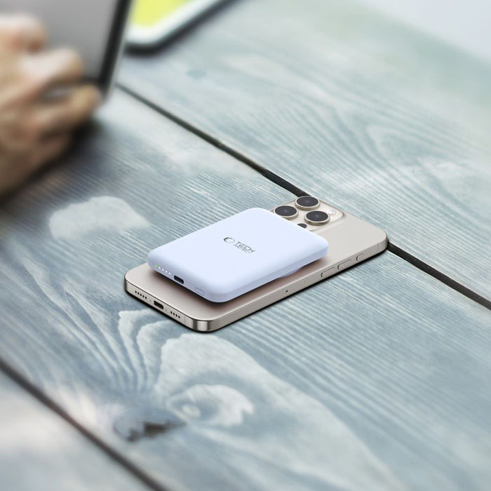Tech-Protect LifeMag PB10 Powerbank with MagSafe 5000mAh 15W USB-C port - blue + USB-C cable