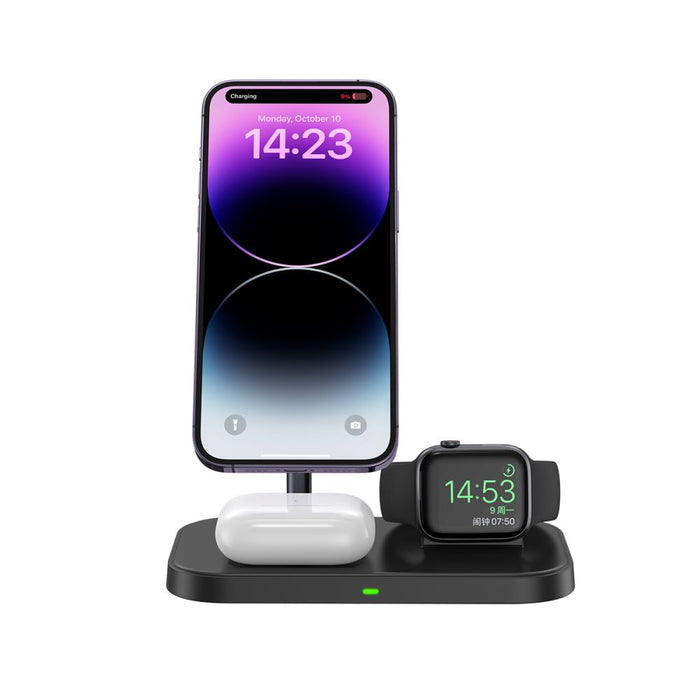 Tech-Protect QI15W-A22 MagSafe Inductive Charger with 3in1 MagSafe Stand for Smartphone / Apple Watch / AirPods - Black