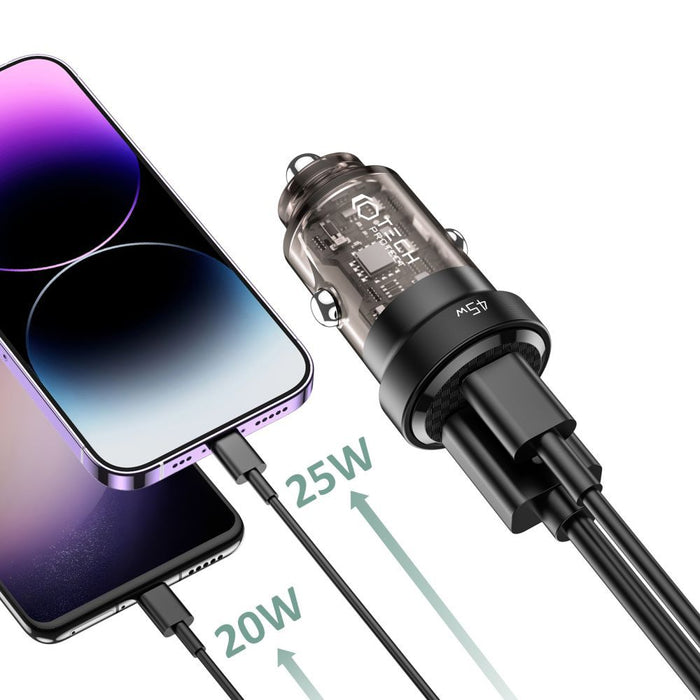 Tech-Protect CC45W Car Charger USB-C PD 45W / USB-A QC 3.0 - Black