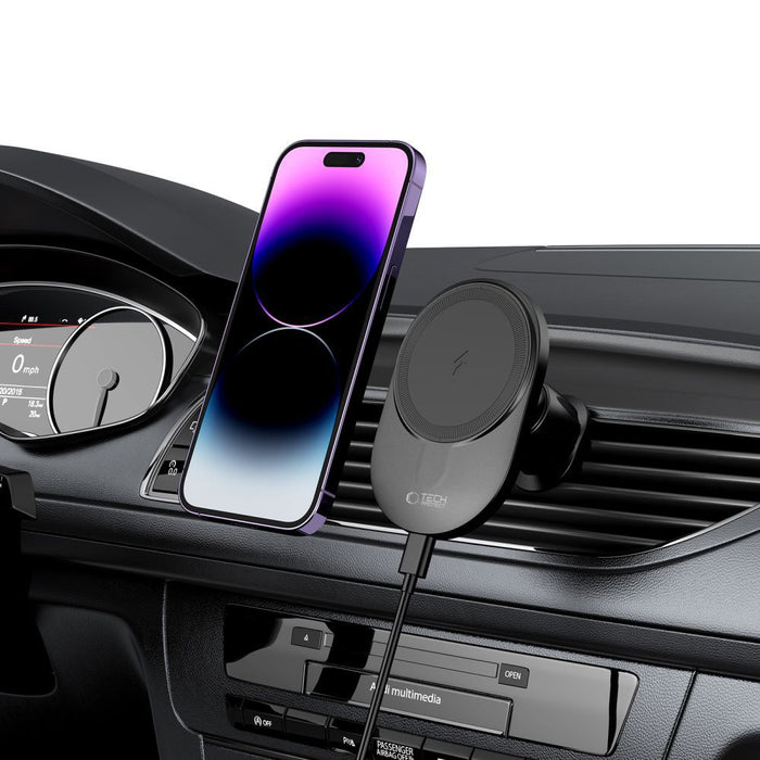 Tech-Protect MM15W-V1 Car Phone Holder with MagSafe 15W Inductive Charger for Air Vent - Black