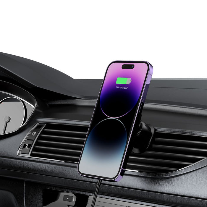 Tech-Protect MM15W-V1 Car Phone Holder with MagSafe 15W Inductive Charger for Air Vent - Black