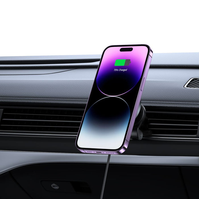Tech-Protect MM15W-V5 Car Phone Holder with MagSafe 15W Inductive Charger for Air Vent - Black