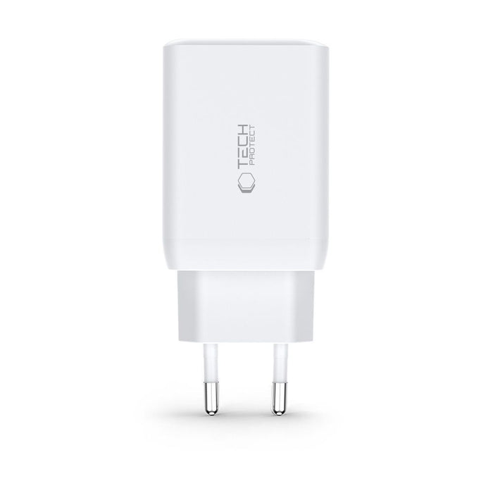 Tech-Protect C65W charger 2x USB-C PD 65W / USB-A QC 3.0 - white