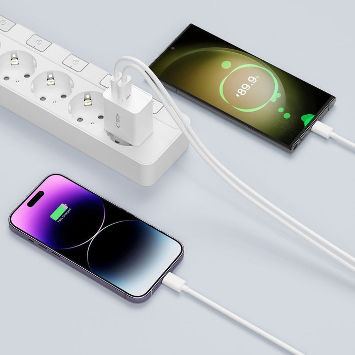 Tech-Protect C35W 2x USB-C PD 35W charger with USB-C / USB-C cable - white