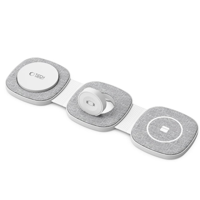 Tech-Protect QI15W-A32 3-in-1 Inductive Charger with MagSafe for Smartphone / Apple Watch / AirPods - Gray