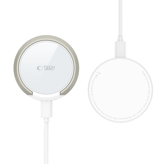 Tech-Protect QI15W-A33 Inductive Charger with MagSafe and Stand with USB-A / USB-C Cable - White