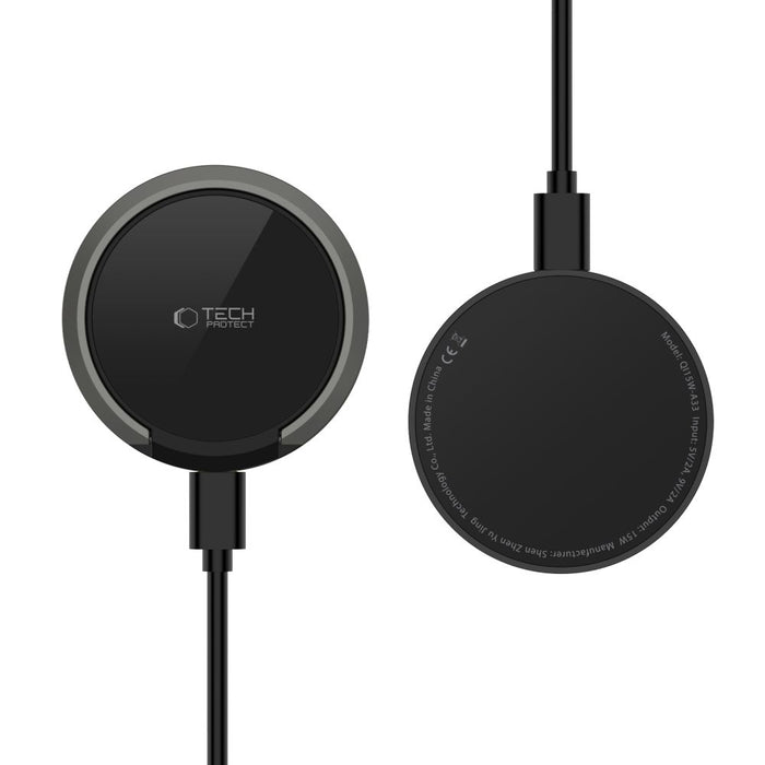 Tech-Protect QI15W-A33 Inductive Charger with MagSafe and Stand with USB-A / USB-C Cable - Black