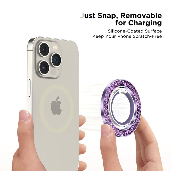 Tech-Protect MMR200 magnetic holder / ring with MagSafe - purple with crystals