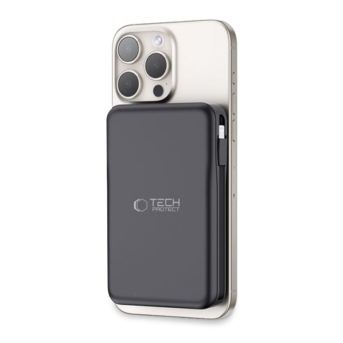 Tech-Protect LifeMag PB31 Power Bank with MagSafe 10000mAh 15W USB-C / USB-A / Built-in USB-C / Lightning Cables - Black