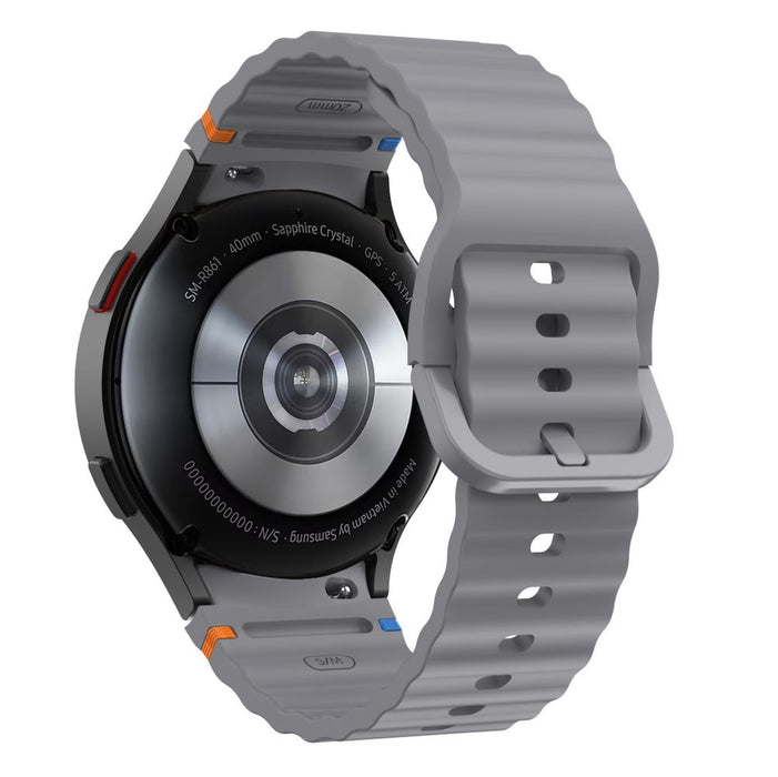 Tech-Protect Silicone Sport Strap for Samsung Galaxy Watch 4 / 5 / 5 Pro / 6 / 7 / FE - Gray