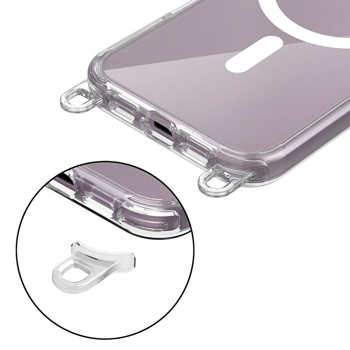 Tech-Protect FlexAir Chain MagSafe iPhone 16 Case - Clear + 2 Lanyards (Black &amp; Taupe)