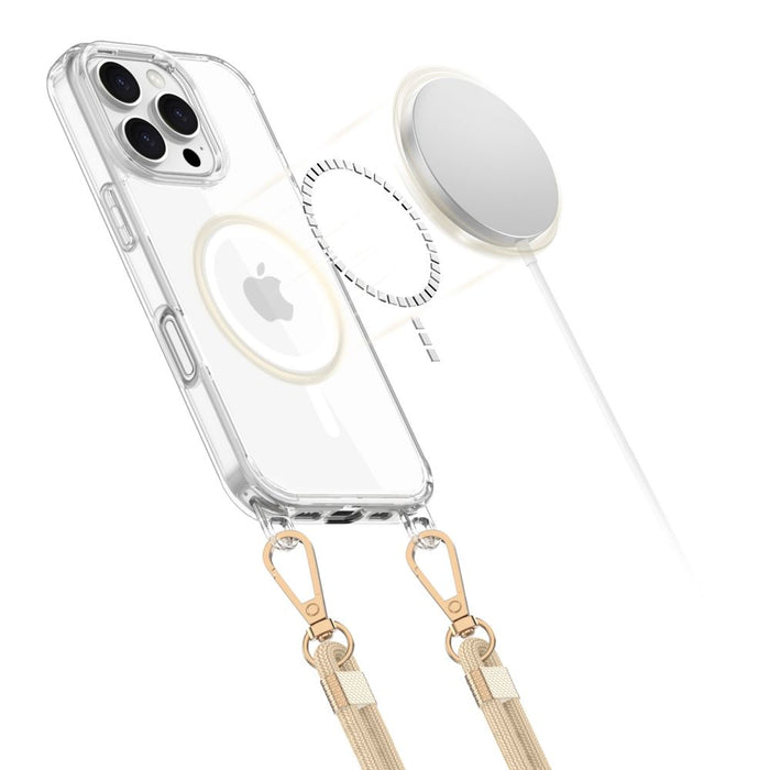 Tech-Protect FlexAir Chain MagSafe Case for iPhone 16 Pro Max - Clear + 2 Lanyards (Black and Taupe)