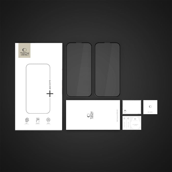 Tech-Protect Glass Fit+ 2-pack tempered glass for iPhone 17e / 16e / 14 / 13 Pro / 13 - black